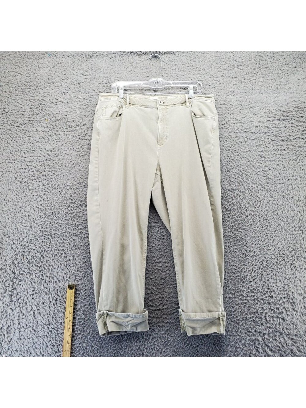 J. Jill Pants Womens 18 Tan High-Rise Cropped Denim With Pockets Stretchy *Read*